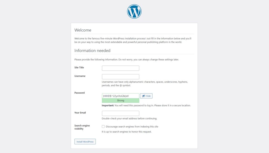 WordPress Welcome Page