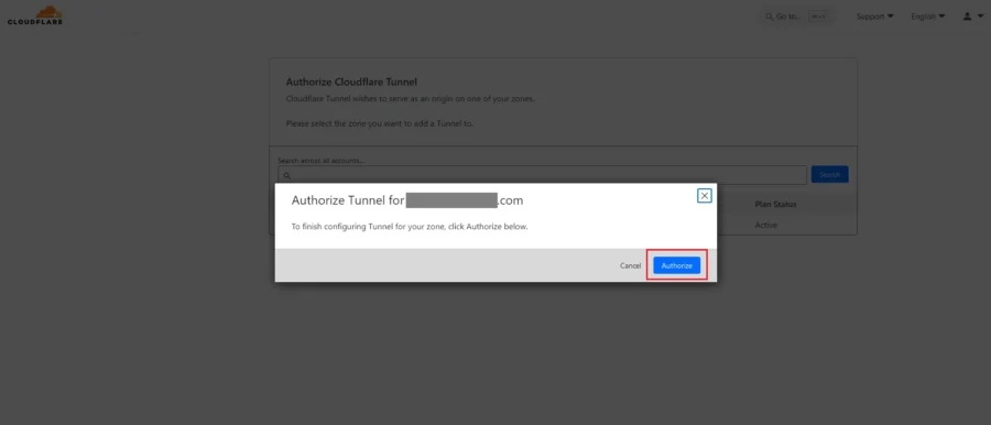 Cloudflare Tunnel Authorize